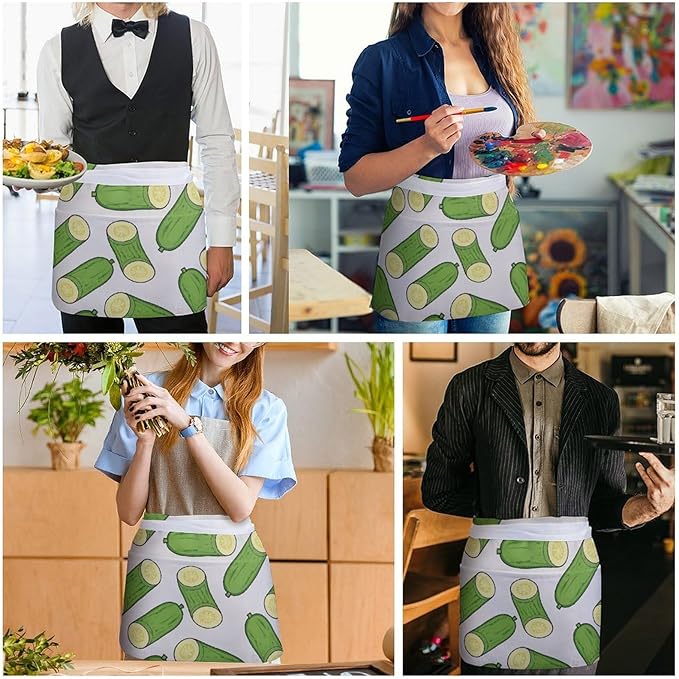 Short 3 Pockets Waist Waiter Waitress Half Apron Waterproof Chef Aprons