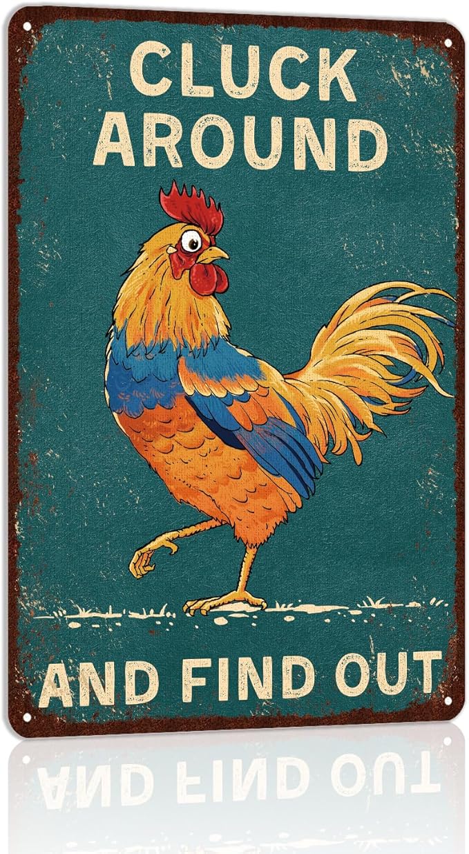 Vintage Chicken Coop Wall Decor farmhouse Metal Tin Sign Funny Chicken Sign