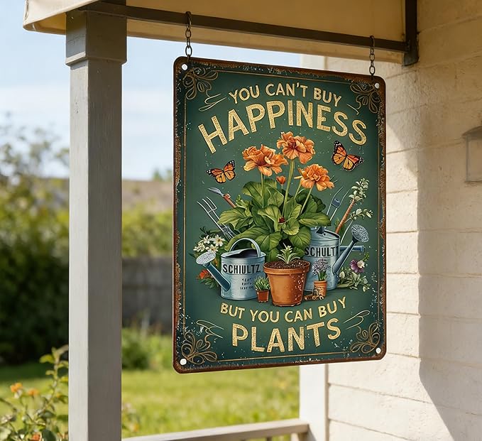 Vintage Garden Metal Sign Funny Gardening Tin Signs Rustic Farmhouse Wildflowers Plants Aluminum Wall art for Home Garden Patio Farm Yard Bar Outdoor Indoor Decor 8x12 Inch