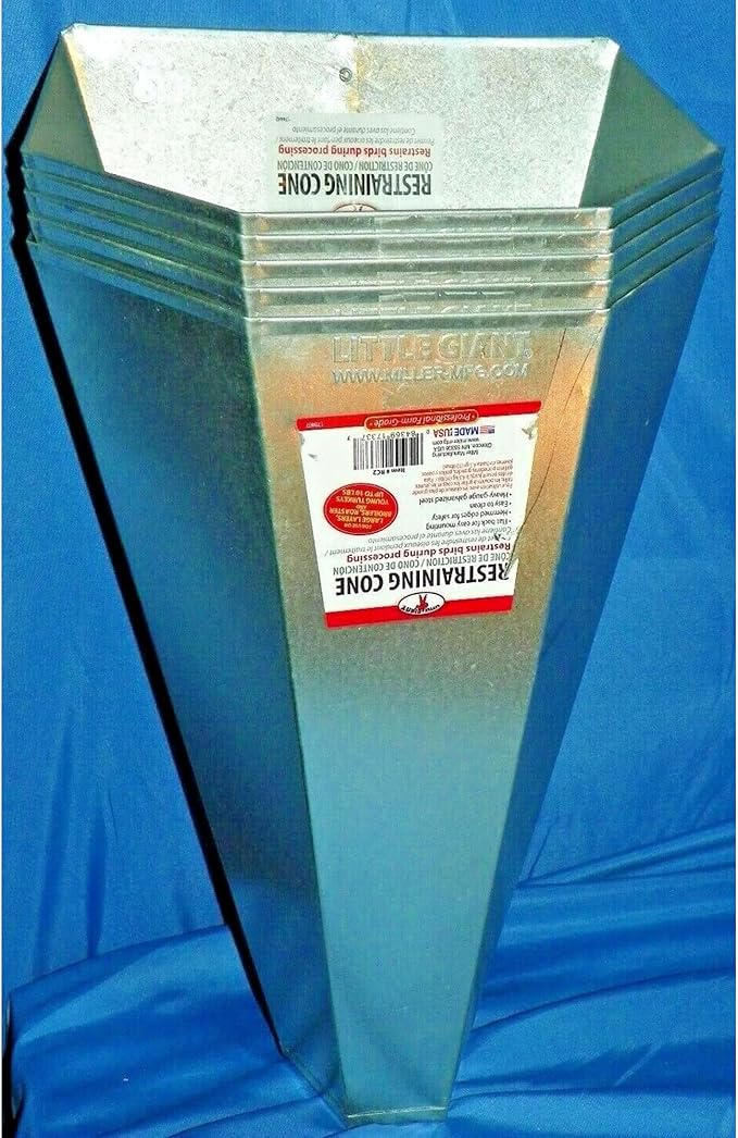 Little Giant RC2 Galvanized Steel Medium Poultry Restraining Flat Back Design Funnel Cone for Chicken, Birds, and Turkeys up to 10 Pounds, (2 Pack)