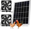 5.5" Waterproofed Solar Powered 2 Fan Kits for Outdoor Chicken Coop, Greenhouse, Shed, Pet House Intake or Exhaust Air Circulation