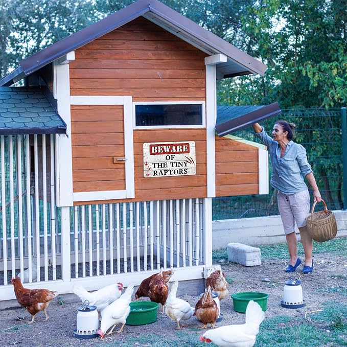The Tiny Raptors Chicken Decor - Funny Wall Decor for Farmhouse, Garden, and Kitchen - Chicken Coop Accessories (8" x 12")