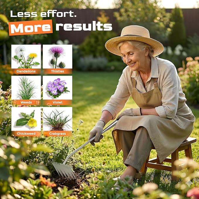Weed Puller Tool, 6-Tooth Manganese Steel Manual Weeders, Portable Garden Weed Remover Tools for Vegetable Gardening Backyard Farm Planting & Weeding