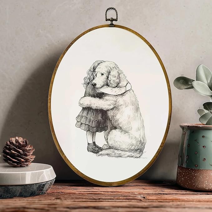 zewepri Dog Sketch Decor, Puppy Kids Room Wall Print – 8.6×11.4″ High-Density Canvas with Pre-Installed Hook for Easy Hanging, Ideal for Bedroom, Living Room, or Study, Great for Dog Lovers