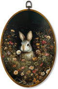 Spring Rabbit Canvas Wall Art Print, Wildflower Floral Animal Painting on High-Density Canvas with Pre-Installed Hook, 8.6 x 11.4 Inch Wall Decor for Bedroom, Living Room, Study, Gift for Art Lovers