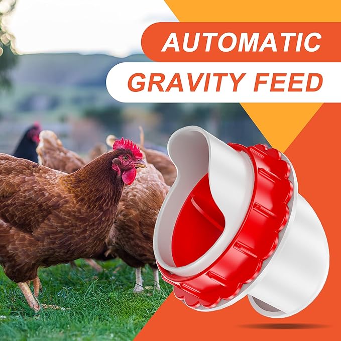 DIY Chicken Feeders No Waste, 6 Ports Poultry Feeder with Hole Saw for Buckets Troughs