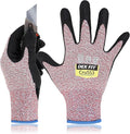 DEX FIT Level 5 Cut Resistant Gloves Cru553-3D Comfort Fit, Power Grip Foam Nitrile, Touchscreen, Thin & Breathable - Durable Safety for Mechanic, Glass, Metal; Red, L (9), 1 Pair