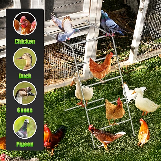 Chicken Coop Perches with Swing – Multi-Bar Roosting Ladder & Fun Chicken Swing for Backyard Poultry,Easy Installation Weather-Resistant Chicken Roosting Bars Accessory