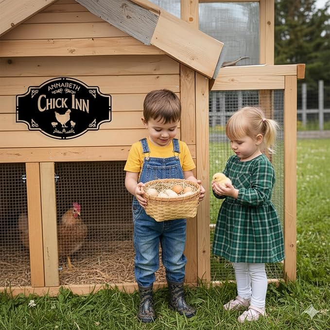 Custom Chicken Coop Metal Sign, Personalized Chicken Coop Sign for Outside, Custom Metal Hen House Farm Signs, Chickens Hen House Farmhouse Wall Art Decor