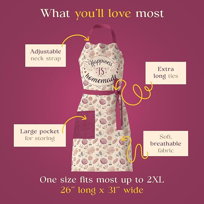 Waterproof Apron for Adults – Adjustable Fit with Deep Pockets, Stylish Cooking & Baking Apron for Women & Men