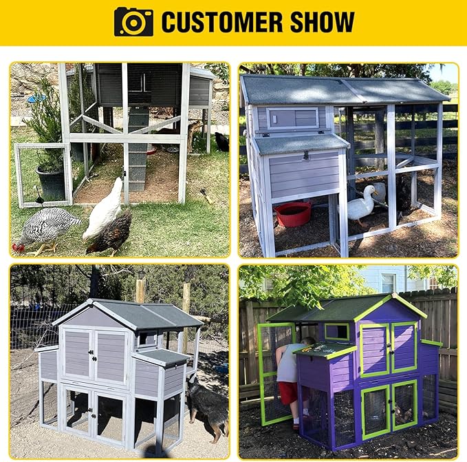 Aivituvin Chicken Coop for Chickens Super Large Outdoor Wooden Hen House with Run,Poultry Cage for 6 to10 Chickens with Two Nesting Box,Ramp,Extra Large