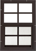Shed Windows 12x18 (1-Pack) | Sliding Windows with Tempered Glass & Screens | Flush Mount, Brown Aluminum Frames for Sheds, Chicken Coops & Playhouses