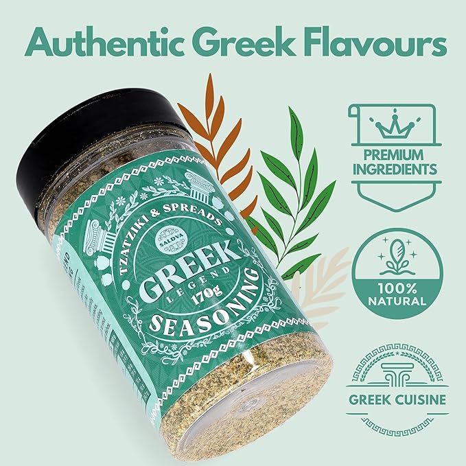 Greek Legend Tzatziki & Spreads Seasoning - Premium Greek Spice Mix - Perfect for Tzatziki, Spreads, and Sauces - Large Jar (170g)