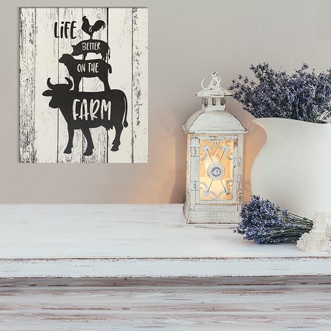 JennyGems Life is Better on the Farm Wooden Sign, Cow Chicken and Pig Decor, Farmhouse Decorations, Made in USA