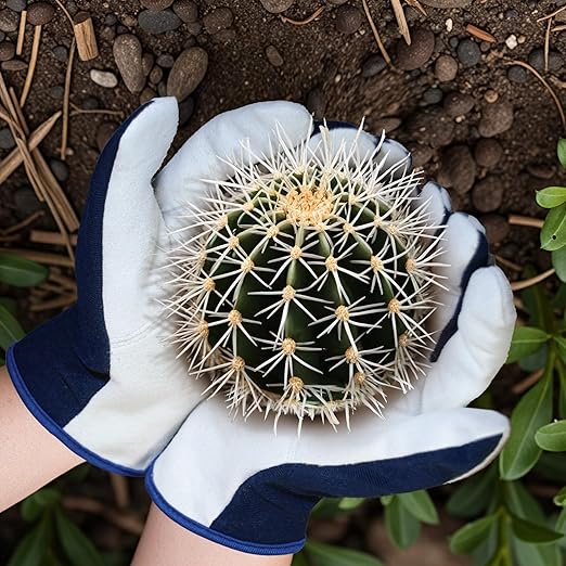 Gardening Gloves, Garden Gloves for Women and Men, Thorn Proof Working Gloves, Durable Leather Work Garden Gloves for Yard & Outdoor Work, Blue, M