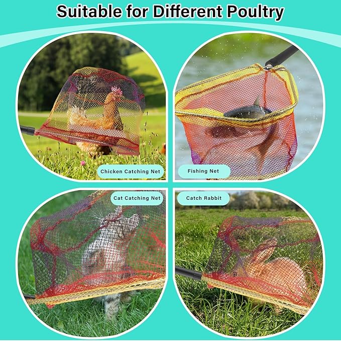 Chicken Catching Net Telescopic,36 to 63 in Chicken Catcher Leg Hook Grabber Tool with Extension Pole Long Handle Animal Catcher Pole Heavy Duty Metal Tube Poultry Hook Fowl Catcher Sturdy