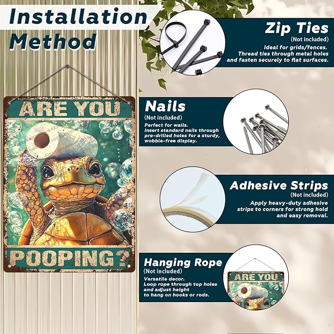 Vintage Bathroom Ocean Turtle Metal Sign Bathroom Ocean Turtle Toilet Novelty Metal Poster Home Kitchen Aluminium Sign Art Wall Decor 16x12 Inch