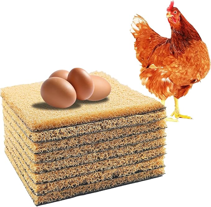DRQ 8 Pcs Nesting Pads for Chicken Coop - Washable Chicken Nesting Pads, Reusable Chicken Coop Accessories for Hen Laying Mats 12"×12" (Brown)