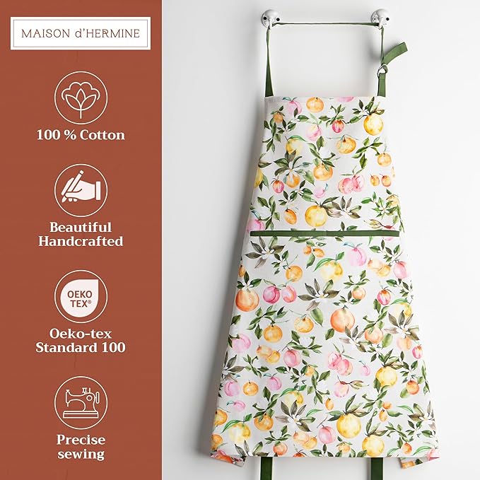 Maison d' Hermine 100% Cotton Apron for women with Pocket Kitchen Chef Apron for Men Cooking Easter Decorations