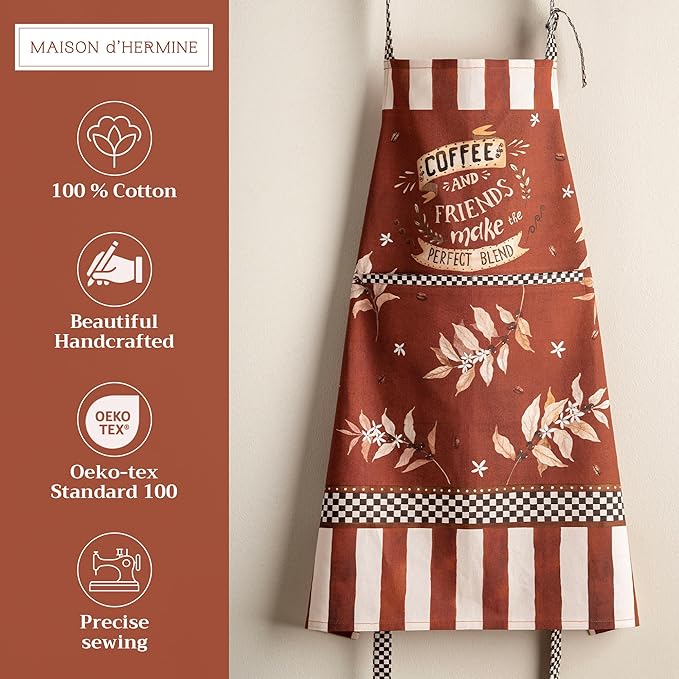 Maison d' Hermine 100% Cotton Apron for women with Pocket Kitchen Chef Apron for Men Cooking Easter Decorations