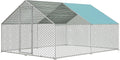 Sunny Heart Large Chicken Coop Run with Immersed Wire Mesh, Metal Chicken Coop for 6 Chickens Heavy Duty Chicken Run in for Yard with Waterproof Cover and Secure Lock -4M(158''X 77''X118'')