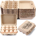 Zhanmai 25 Pcs Natural Paper Pulp Egg Cartons Blank Bulk Square Chicken Egg Cartons 12 Count Dozen Vintage Classical 3 x 4 Style Cardboard Egg Tray for Family Farm Market Storing
