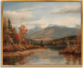 Framed Vintage Fall Wall Art Rustic Country Pictures Autumn Lake Painting Moody Fall Prints Maple Leaf Picture Autumn Landscape Poster Retro Forest Wall Art Farmhouse Natural Painting 8x10inch
