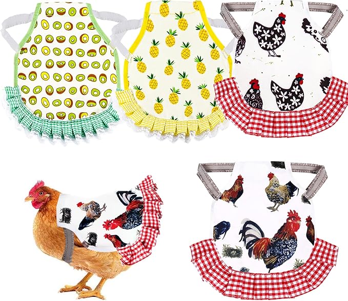 Chicken Saddles, 4 PCS Hens Saddles for Hen Apron for Poultry Protector Feather Fixer Supplies