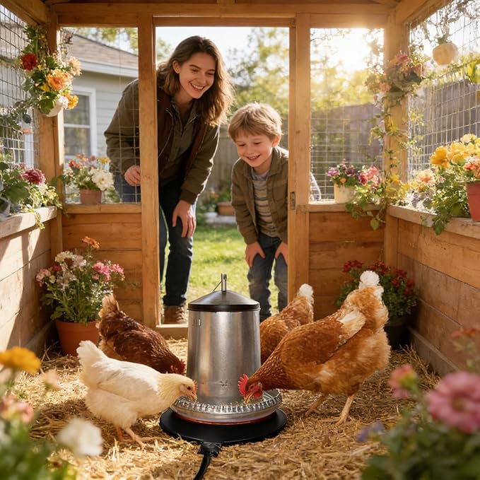 Chicken Water Heater – Heated Drinker Plate Base, Anti Freeze Poultry Accessory, Constant Temperature Support | Stable Winter Hydration System for Chickens Ducks Outdoor Coops