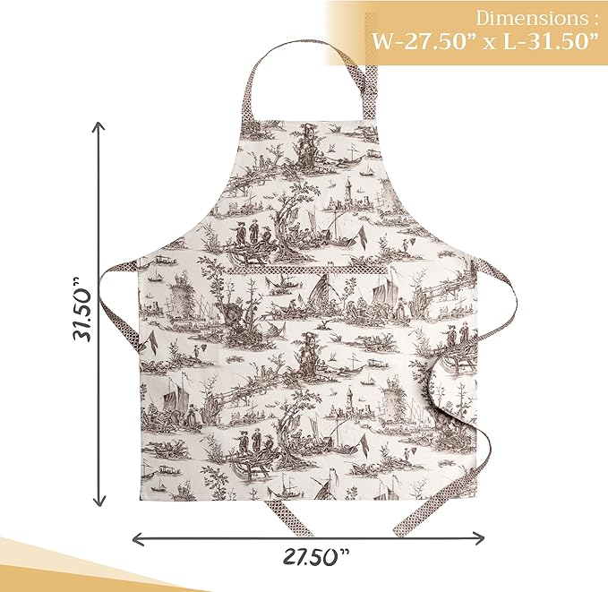 Maison d' Hermine 100% Cotton Apron for women with Pocket Kitchen Chef Apron for Men Cooking Easter Decorations