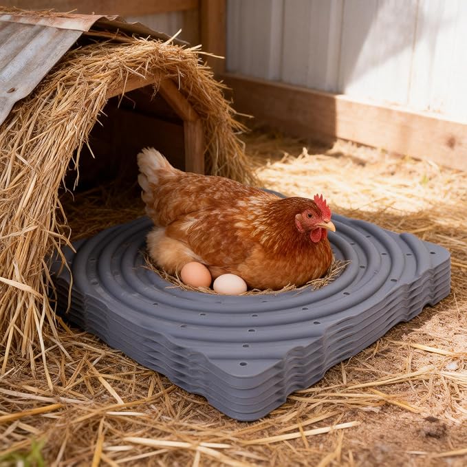 Silicone Chicken Nesting Pads, Waterproof and Washable, Durable Laying Hen Mat, Easy Clean Coop Liner for Suitable for Chicken Coop Egg Production,12" x 12"(6-Pack)