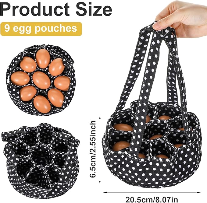 Egg Collecting Apron, 9 Pocket Chicken Apron, Washable Canvas Egg Collecting Basket Fresh Eggs Collection Carrier Bag for Chicken Duck Goose Eggs, Farm Home Use