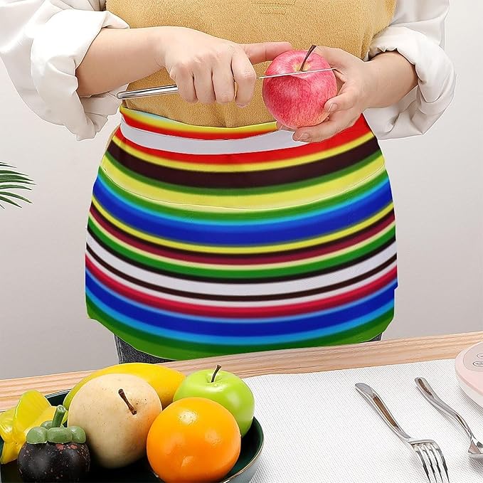 Unisex Apron for Cooking Server Waitress Half Waist Apron with 3 Pockets