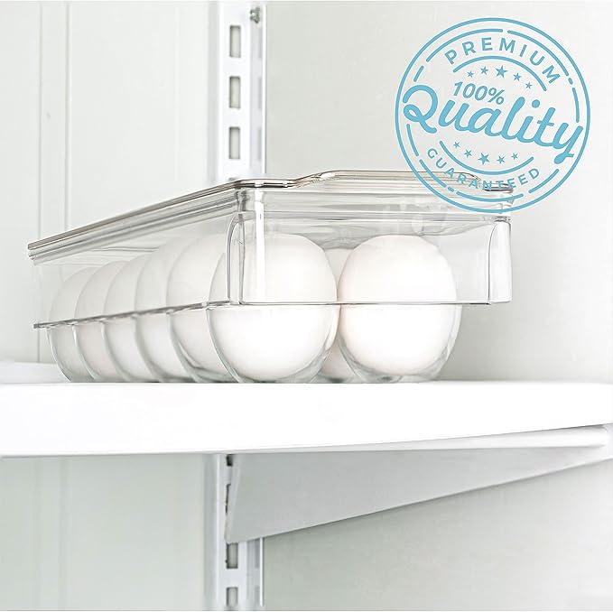 Egg Holder for Fridge 12 count 2 Pack Egg Container for Refrigerator Clear Stackable with Lid & Handles