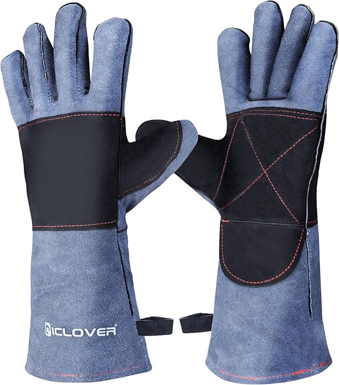 IC ICLOVER Animal Handling Gloves Snake Bite Proof, Double Leather Padding, Anti-bite Dog Cat Bird Reptile Control Protection