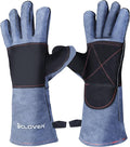 IC ICLOVER Animal Handling Gloves Snake Bite Proof, Double Leather Padding, Anti-bite Dog Cat Bird Reptile Control Protection
