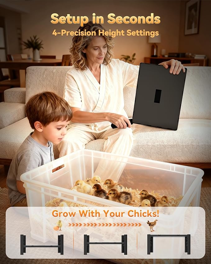PETNF Chicken Coop Heater & Chick Heat Plate - 11.8x15.8in for Hen Warmth & 10-20 Chicks, 3-Way Adjustable Stand, 95-167°F 140W Efficient Heating, Durable Safe for Brooders/Coops, Farmers & Pet Owners