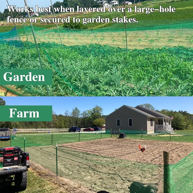 Garden Fence Temporary Fence, 4'x65' with 50 Zip Ties, Plastic Fencing Safety Fence Snow Fence, Construction Fencing for Yard, Deer, Pet, Rabbits, Chicken, Dogs, Animal Barrier, Green