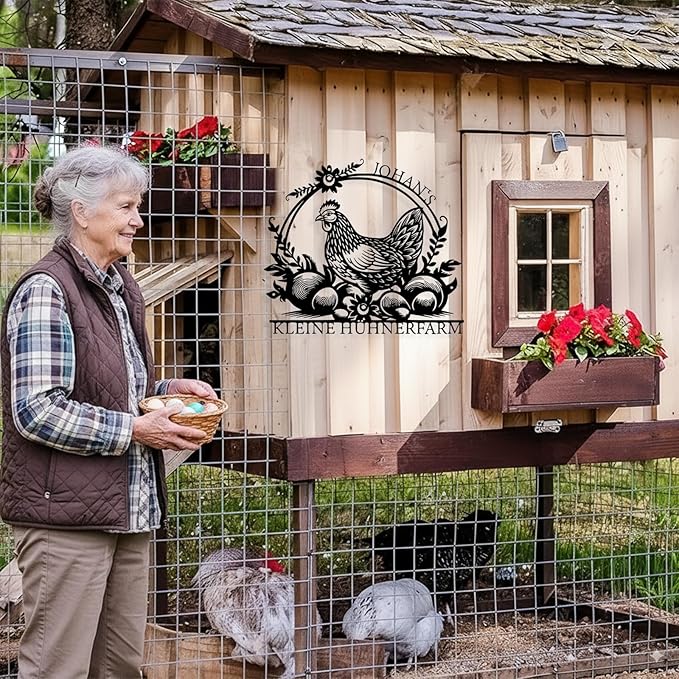 Custom Chicken Coop Metal Sign, Personalized Chicken Coop Sign for Outside, Custom Metal Hen House Farm Signs, Chickens Hen House Farmhouse Wall Art Decor