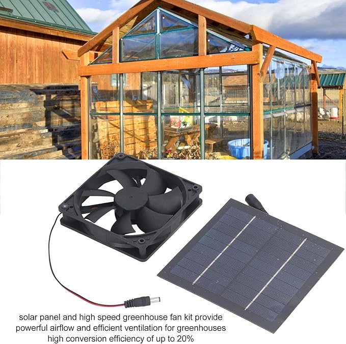Zunate Solar Powered Fan, 20W IP65 Solar Panel Fan Kit, Window Exhaust for Outside Small Chicken Coops Greenhouses