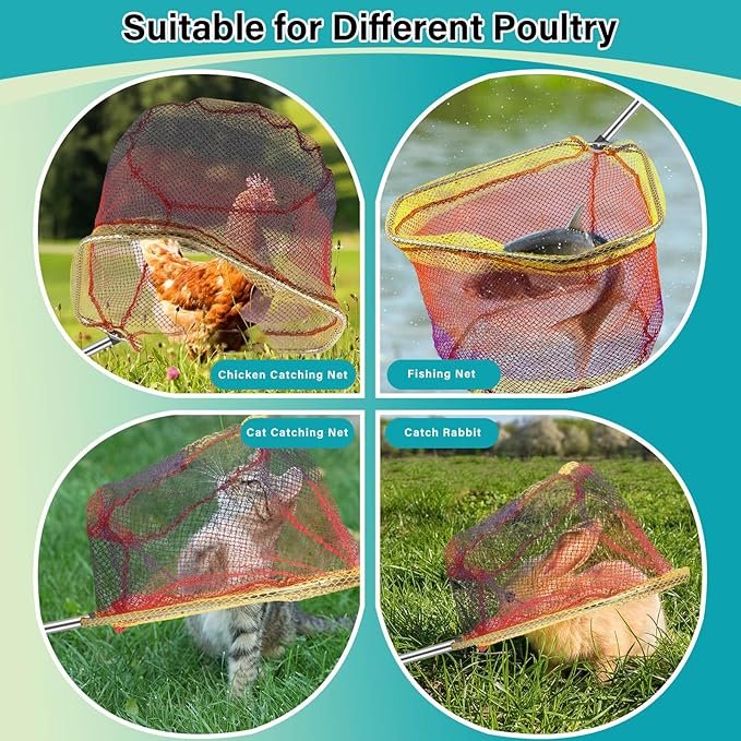 Chicken Catcher Net Telescopic,37 to 64 in Chicken Catcher Leg Hook Long Handle Animal Catcher Pole Heavy Duty with Stainless Steel Tube Extension Pole Poultry Hook Fowl Catcher Sturdy