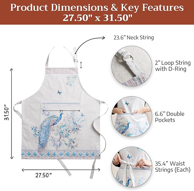 Maison d' Hermine 100% Cotton Apron for women with Pocket Kitchen Chef Apron for Men Cooking Easter Decorations