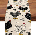 Seliem Chicken Hen Table Runner, Black White Eggs Plaid Polka Dots Farm Kitchen Dining Table Decor, Spring Farmhouse Burlap Home Decoration Indoor Outdoor Party Supply 13 x 48 Inches