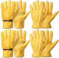 Bencailor 4 Pairs Leather Gloves for Work Leather Gardening Gloves Cowhide Durable Puncture Cut Resistant for Men Women