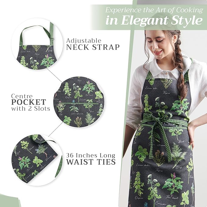 Maison d' Hermine 100% Cotton Apron for women with Pocket Kitchen Chef Apron for Men Cooking Easter Decorations
