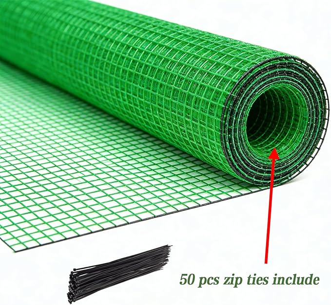 Garden Fence Temporary Fence, 4'x30' with 50 Zip Ties, Plastic Fencing Safety Fence Snow Fence, Construction Fencing for Yard, Deer, Pet, Rabbits, Chicken, Dogs, Animal Barrier, Green