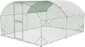 Large Metal Chicken Coop, Walk-In Poultry Cage, Chicken Run Pen House With Reinforcement & Waterproof & Anti-Ultraviolet Cover Chicken Coop Run With Double Lockable Doors for Outdoor 9.8 x 13.1X 6.6ft