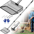 Large Metal Chicken Poop Scooper 10" Wide, Stainless Steel Long Handle (27.9 to 54.7") Heavy Duty Litter Sifting Shovel, Poultry Litter Scooper for Chicken Coops, Sheep Pens and Cat Litter Box