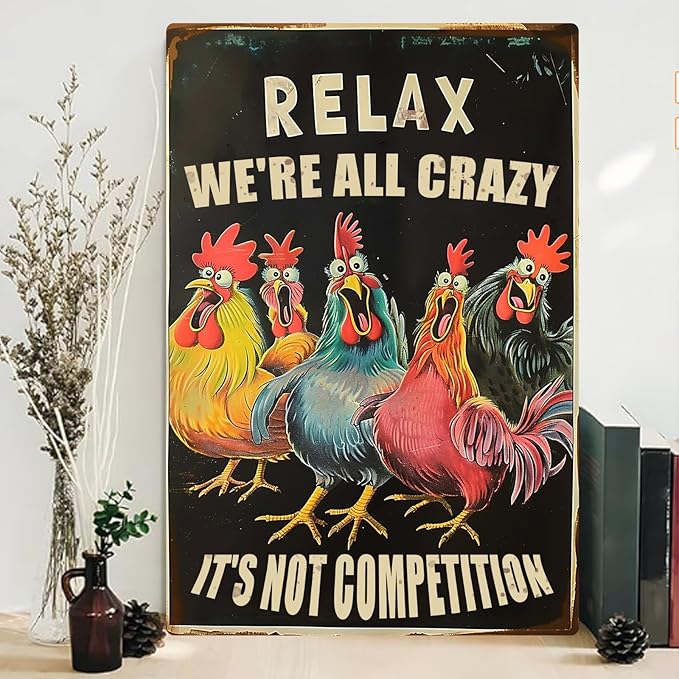 Chicken Metal Tin Sign Vintage Retro Poster Wall Decor Chicken Decoration for Chicken Coops Farms Yard Home Bar Cafe Garage or Office - Thoughtful Funny Chicken Gift Idea