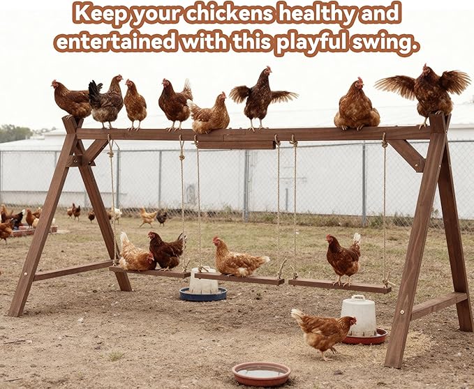 Chicken Perch for Coop, 67inch Long Chicken Roost Bar with 3 Swings, Stable & Ideal for Pet's Healthy and Play, Fit for 10-12 Chickens